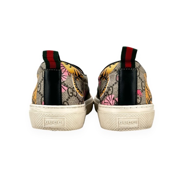 Gucci GG Supreme Monogram Print Bengal Tiger Gray Printed Slip-On Sneakers sz 38 - Picture 4 of 11